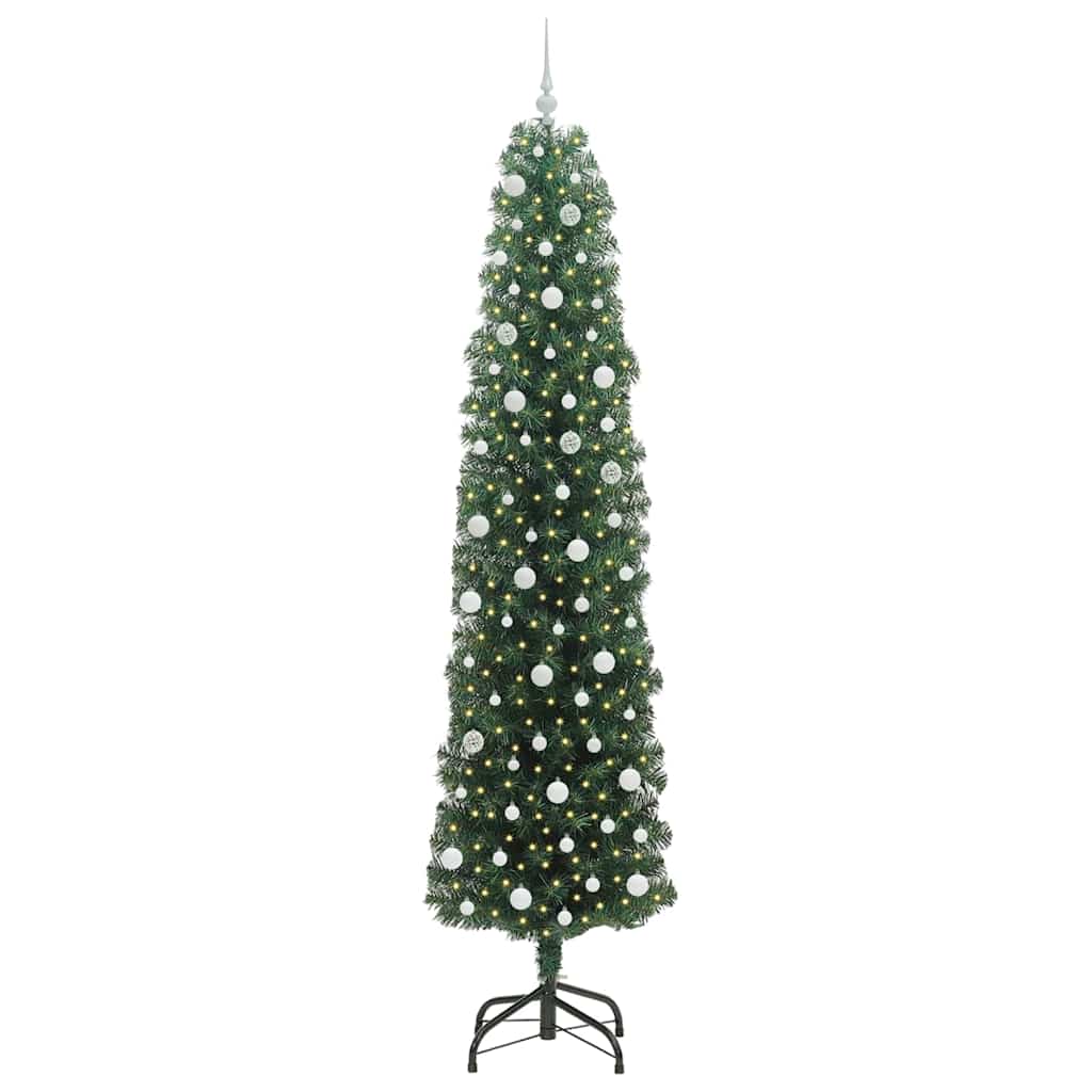 Mű karácsonyfa 300 LED-del Zöld 240 cm PVC, acél és műanyag