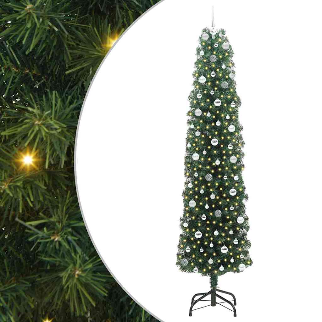 Mű karácsonyfa 300 LED-del Zöld 240 cm PVC, acél és műanyag