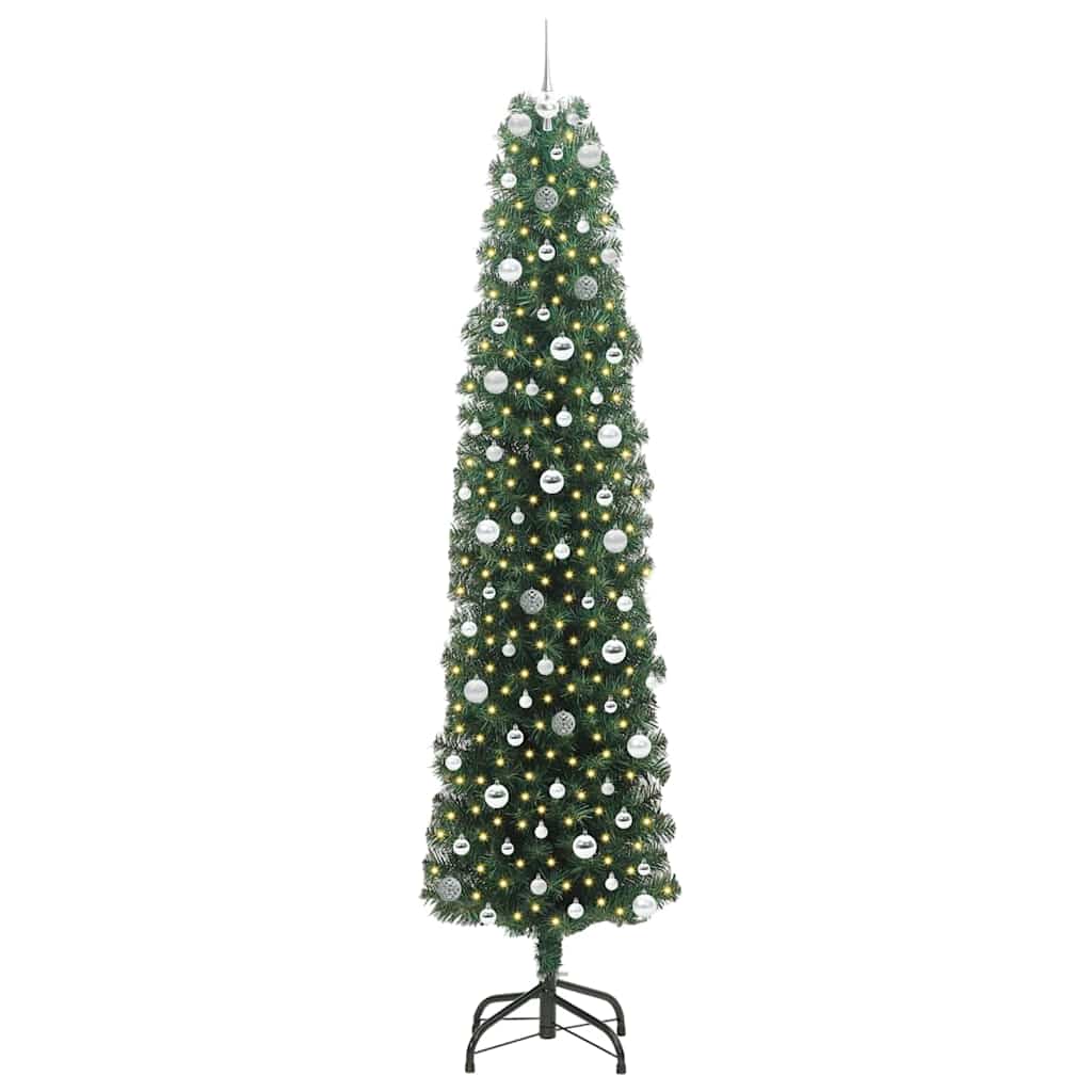 Mű karácsonyfa 300 LED-del Zöld 240 cm PVC, acél és műanyag