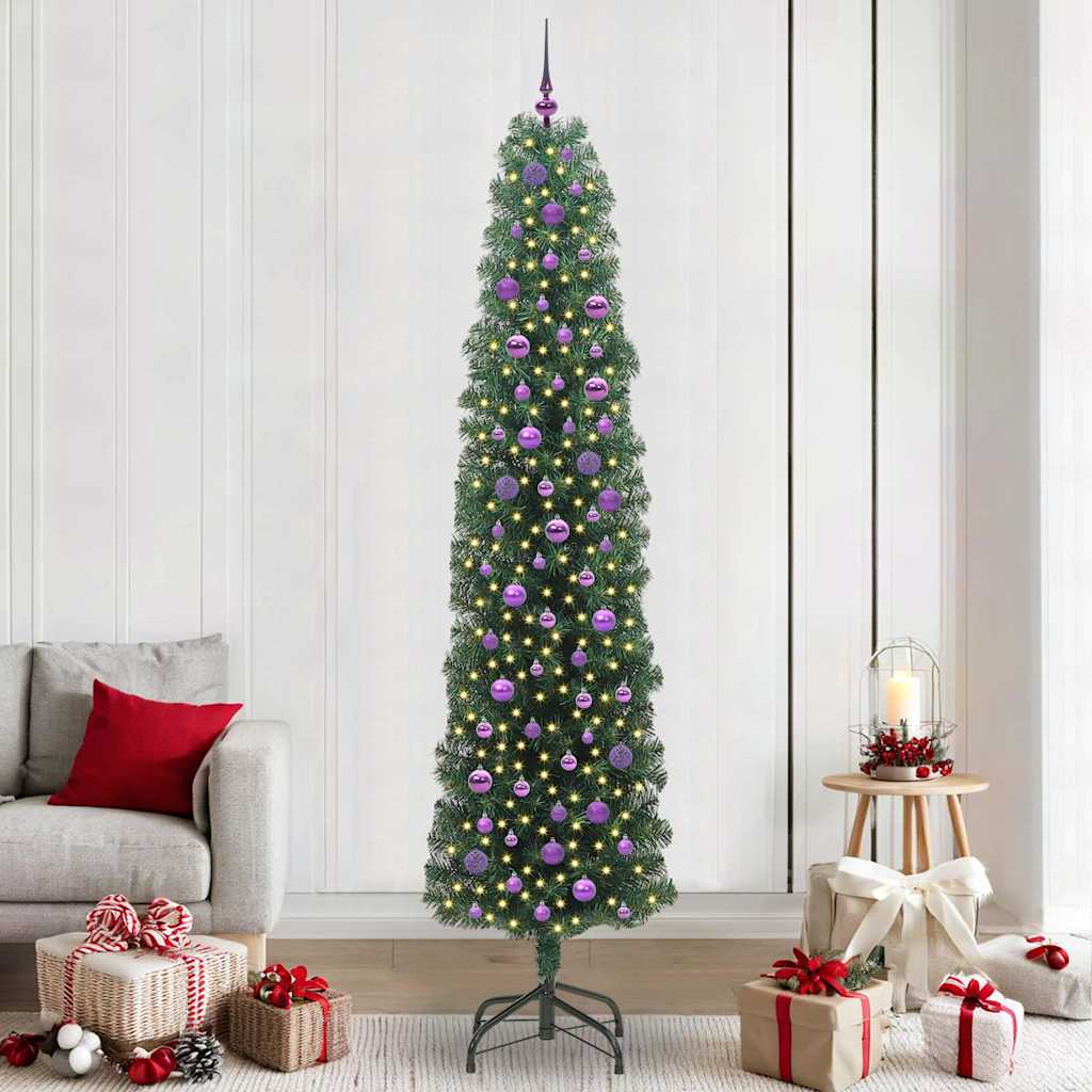 Mű karácsonyfa 300 LED-del Zöld 240 cm PVC, acél és műanyag