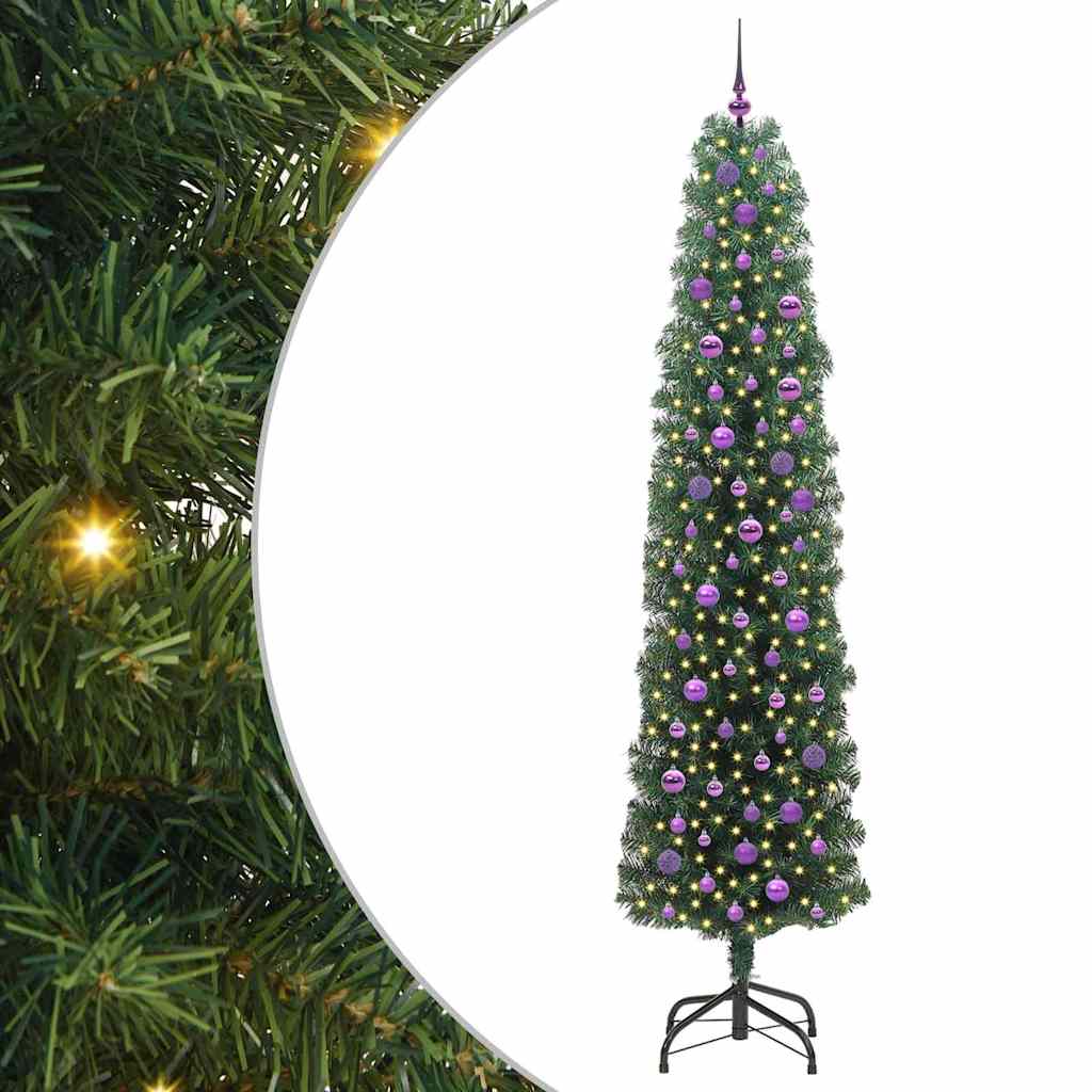 Mű karácsonyfa 300 LED-del Zöld 240 cm PVC, acél és műanyag