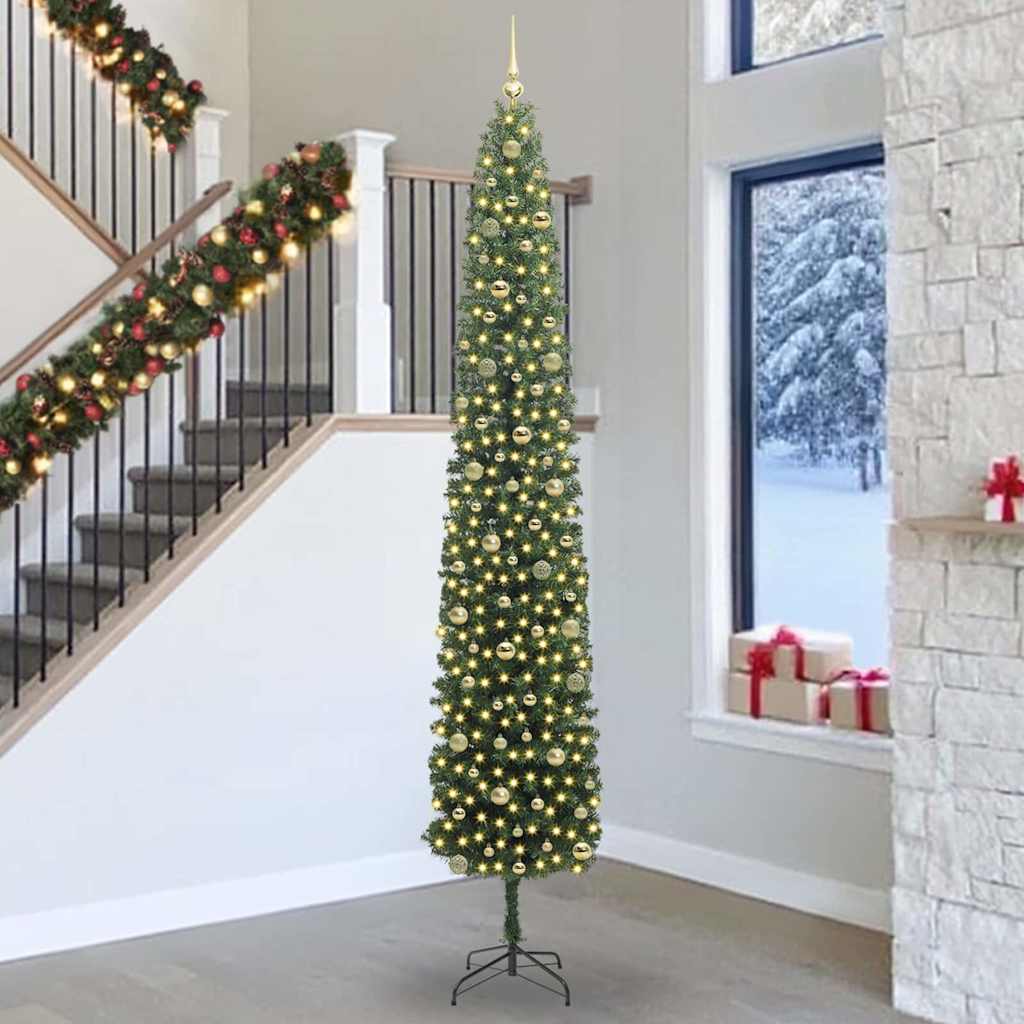 Mű karácsonyfa 300 LED-del Zöld 270 cm PVC, acél és műanyag