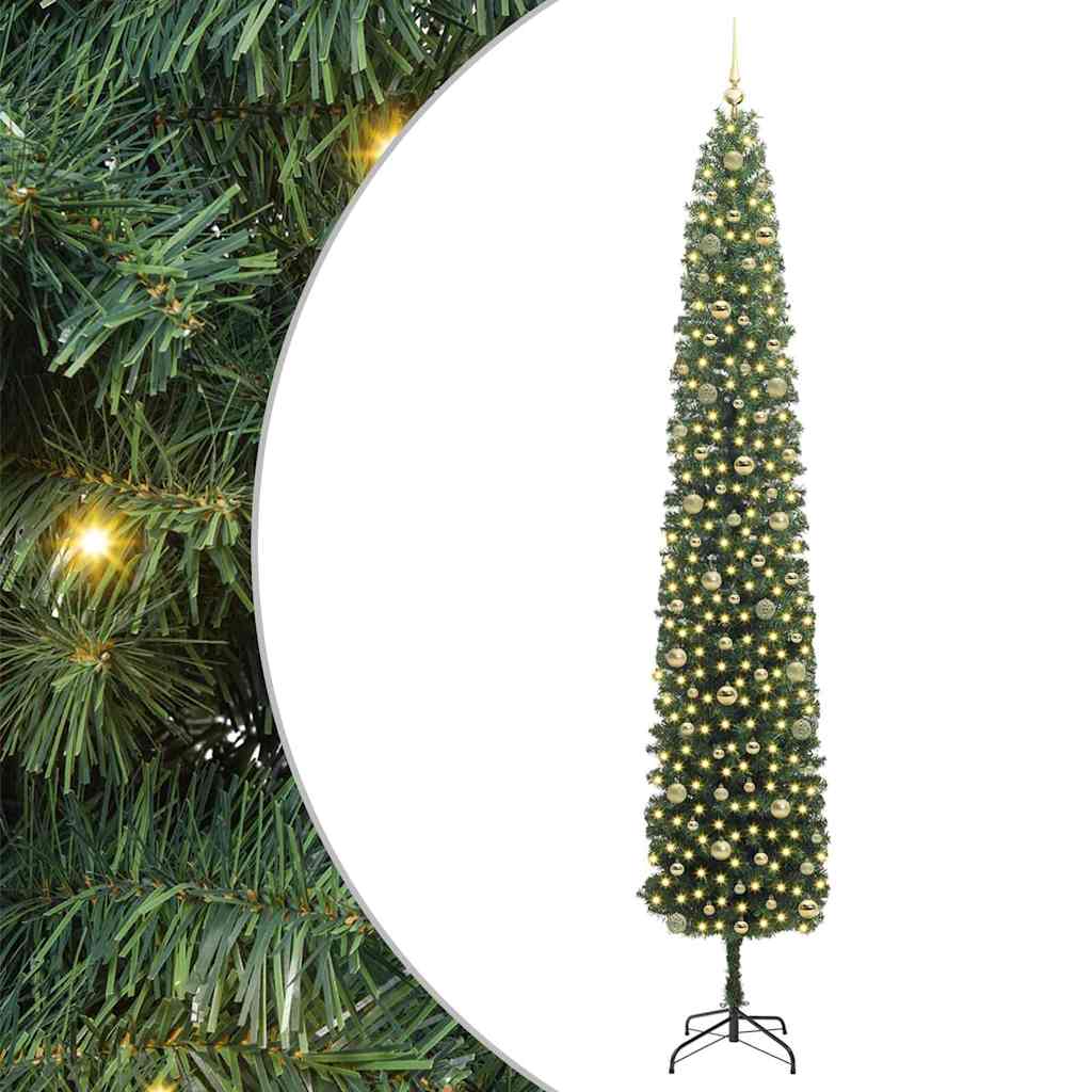 Mű karácsonyfa 300 LED-del Zöld 270 cm PVC, acél és műanyag