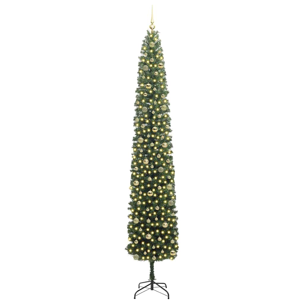 Mű karácsonyfa 300 LED-del Zöld 270 cm PVC, acél és műanyag