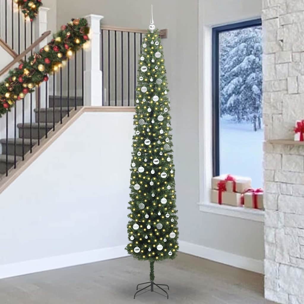 Mű karácsonyfa 300 LED-del Zöld 270 cm PVC, acél és műanyag