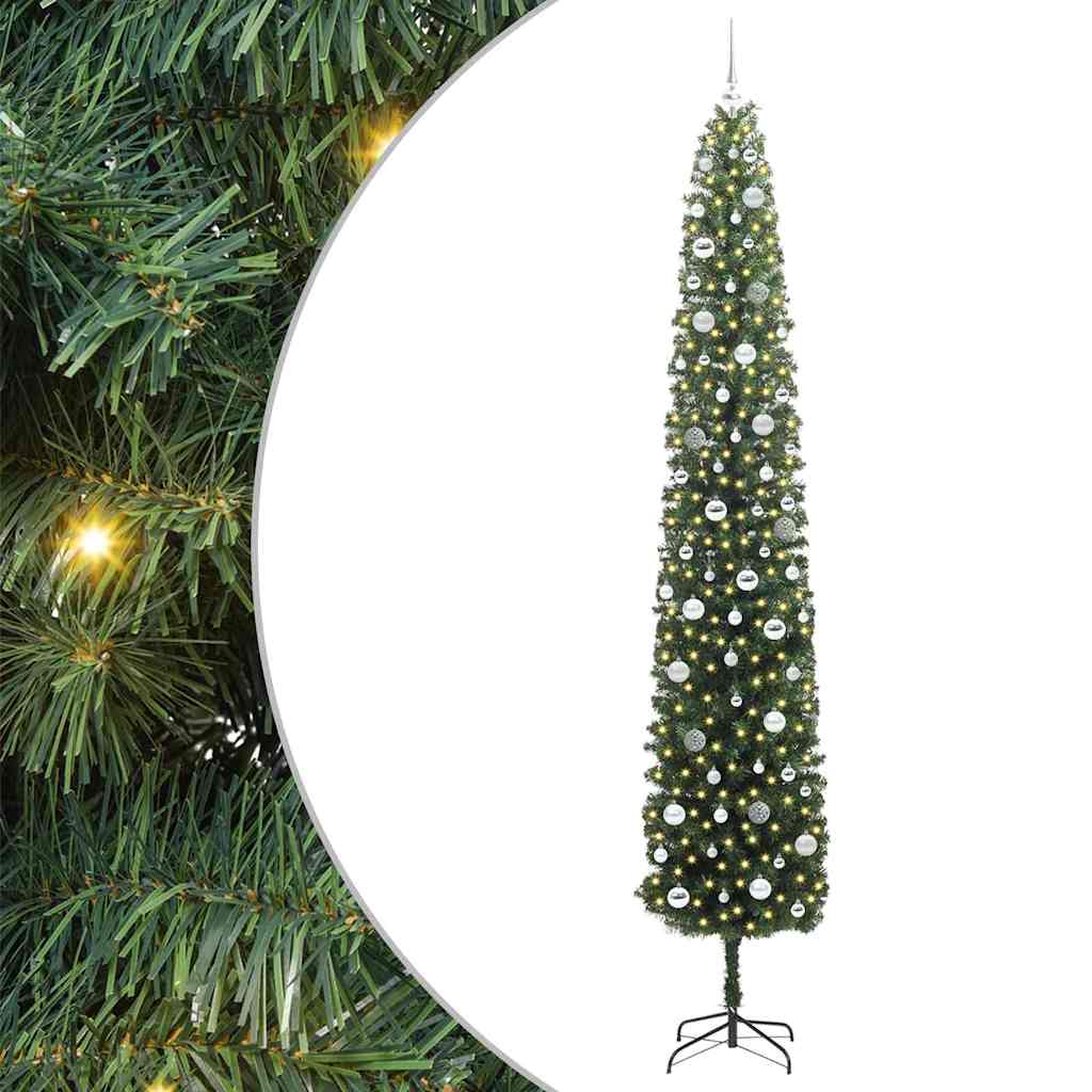 Mű karácsonyfa 300 LED-del Zöld 270 cm PVC, acél és műanyag