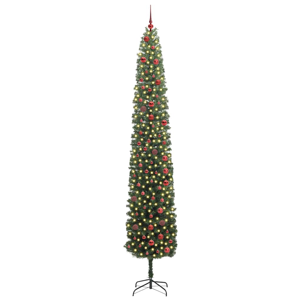Mű karácsonyfa 300 LED-del Zöld 300 cm PVC, acél és műanyag
