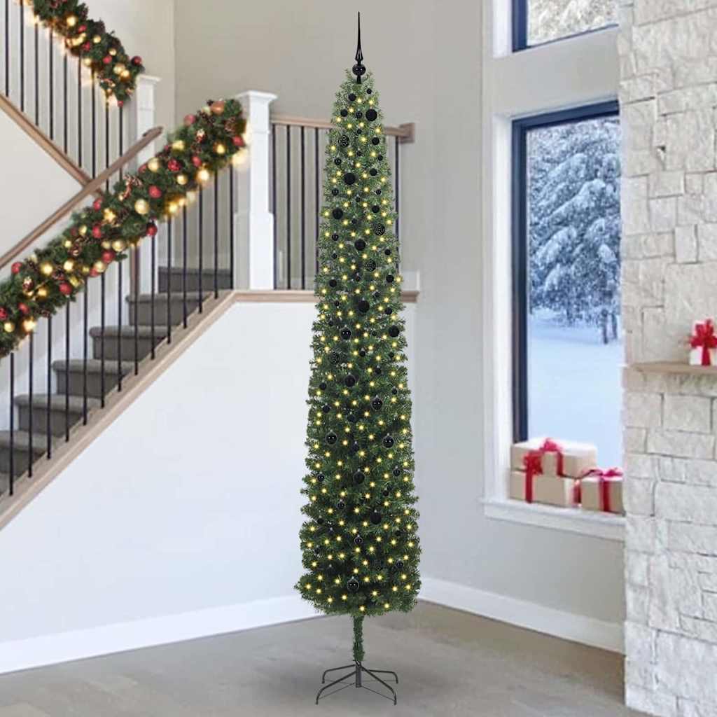 Mű karácsonyfa 300 LED-del Zöld 300 cm PVC, acél és műanyag