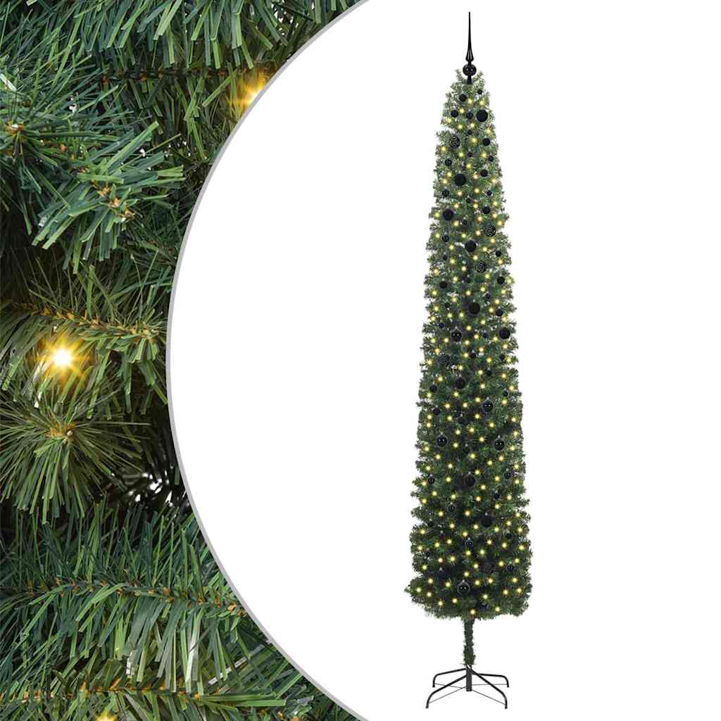 Mű karácsonyfa 300 LED-del Zöld 300 cm PVC, acél és műanyag