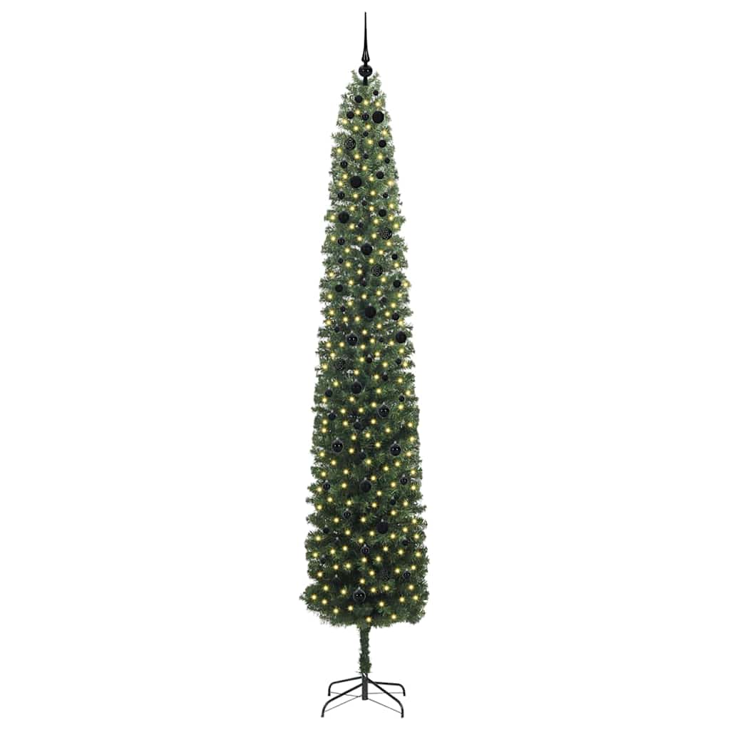 Mű karácsonyfa 300 LED-del Zöld 300 cm PVC, acél és műanyag
