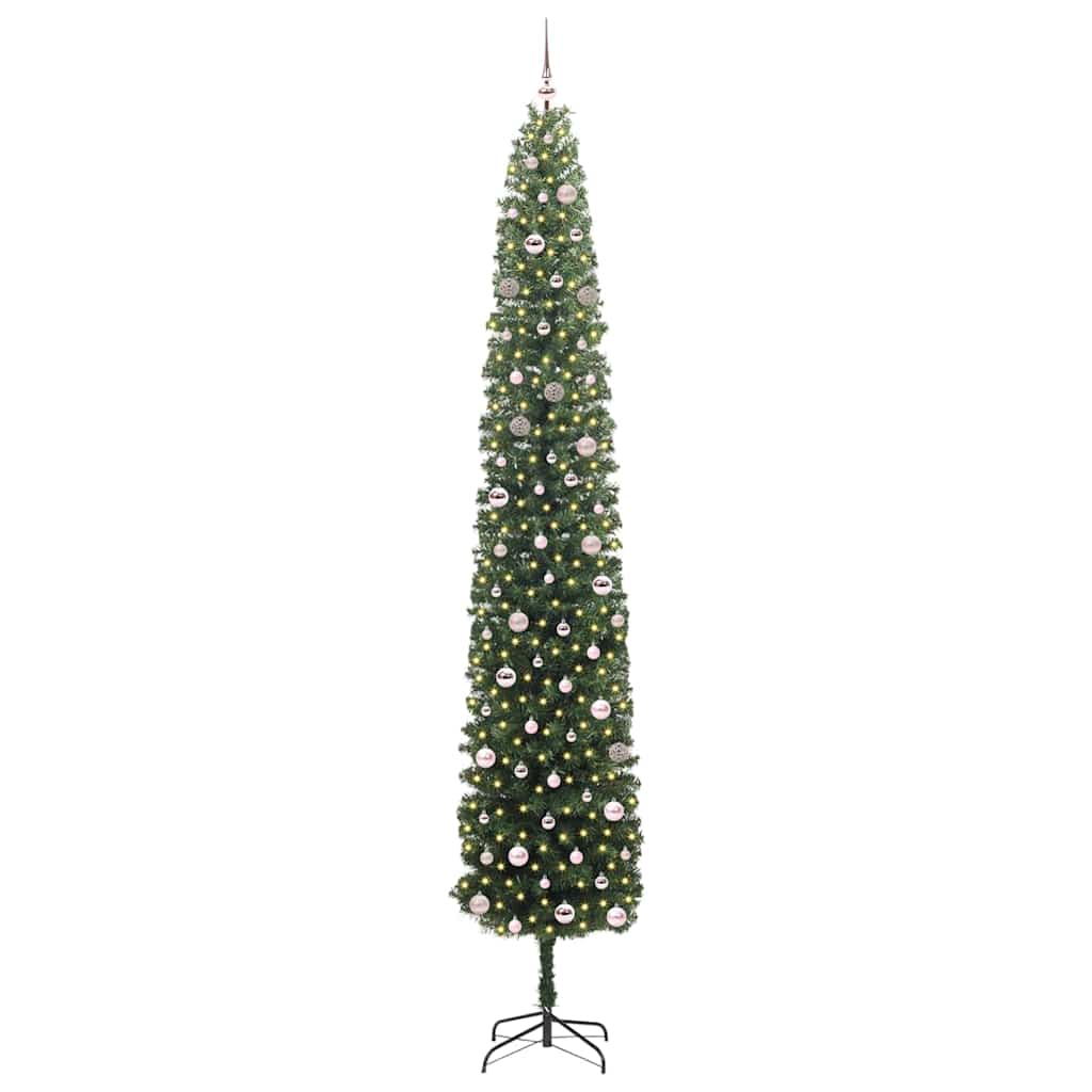Mű karácsonyfa 300 LED-del Zöld 300 cm PVC, acél és műanyag