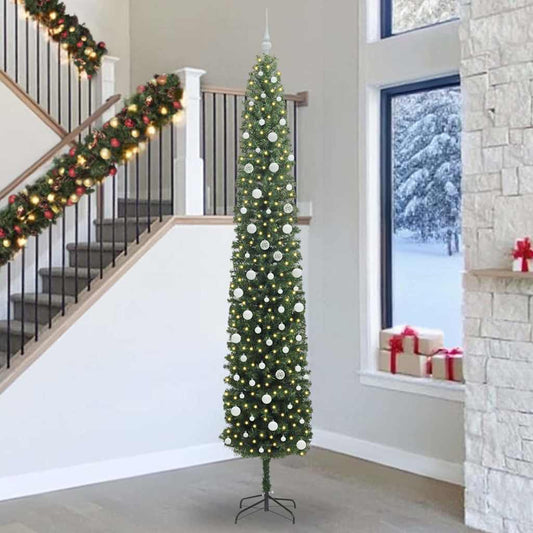 Mű karácsonyfa 300 LED-del Zöld 300 cm PVC, acél és műanyag