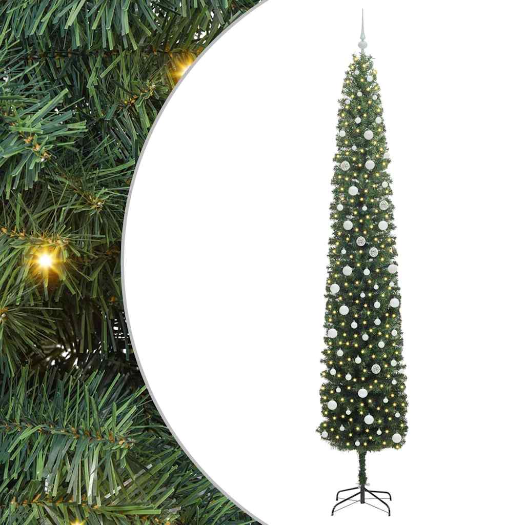 Mű karácsonyfa 300 LED-del Zöld 300 cm PVC, acél és műanyag
