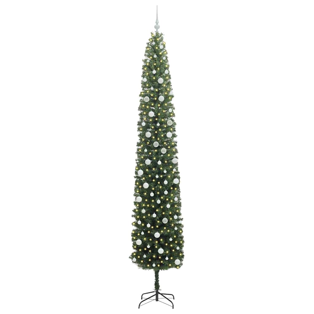 Mű karácsonyfa 300 LED-del Zöld 300 cm PVC, acél és műanyag