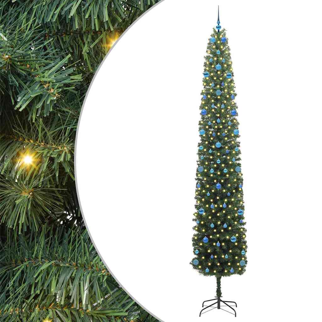 Mű karácsonyfa 300 LED-del Zöld 300 cm PVC, acél és műanyag