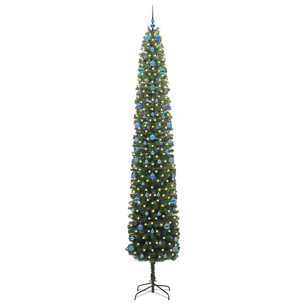 Mű karácsonyfa 300 LED-del Zöld 300 cm PVC, acél és műanyag