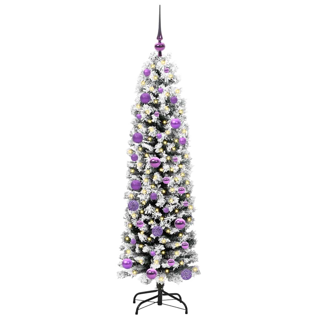 Mű karácsonyfa 150 LED-del Zöld 150 cm PVC, acél és műanyag