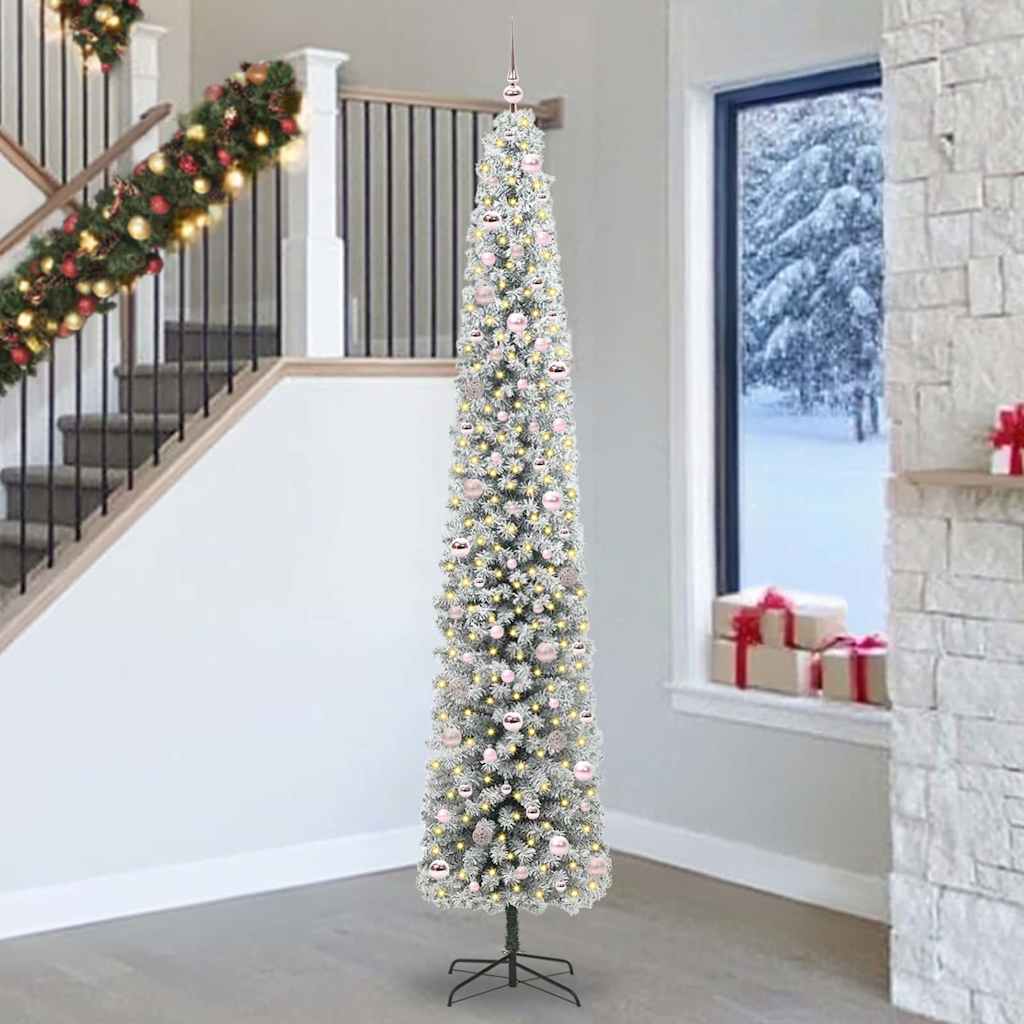 Mű karácsonyfa 300 LED-del Zöld 270 cm PVC, acél és műanyag
