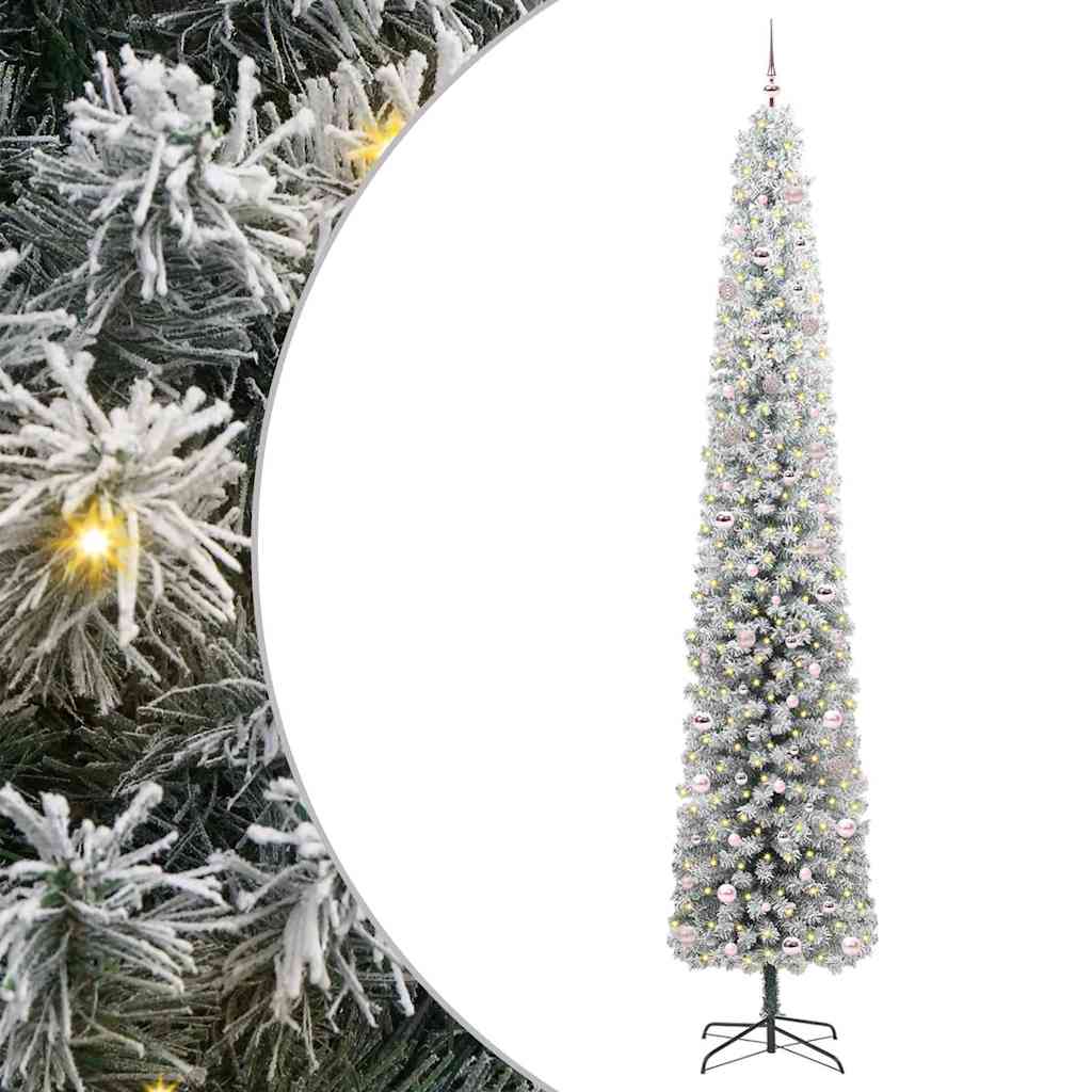 Mű karácsonyfa 300 LED-del Zöld 300 cm PVC, acél és műanyag