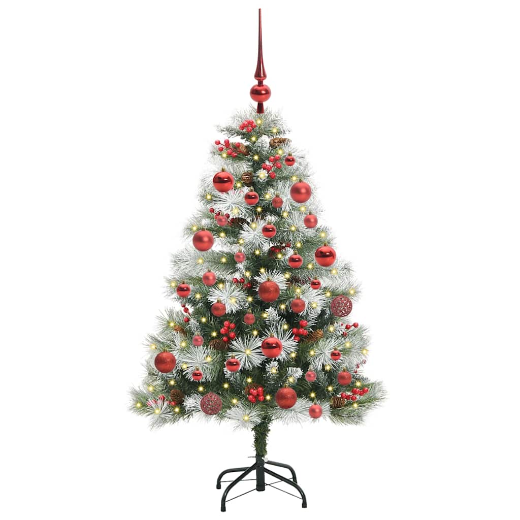 Mű karácsonyfa Zöld és fehér 150 cm PVC és Fém és Műanyag