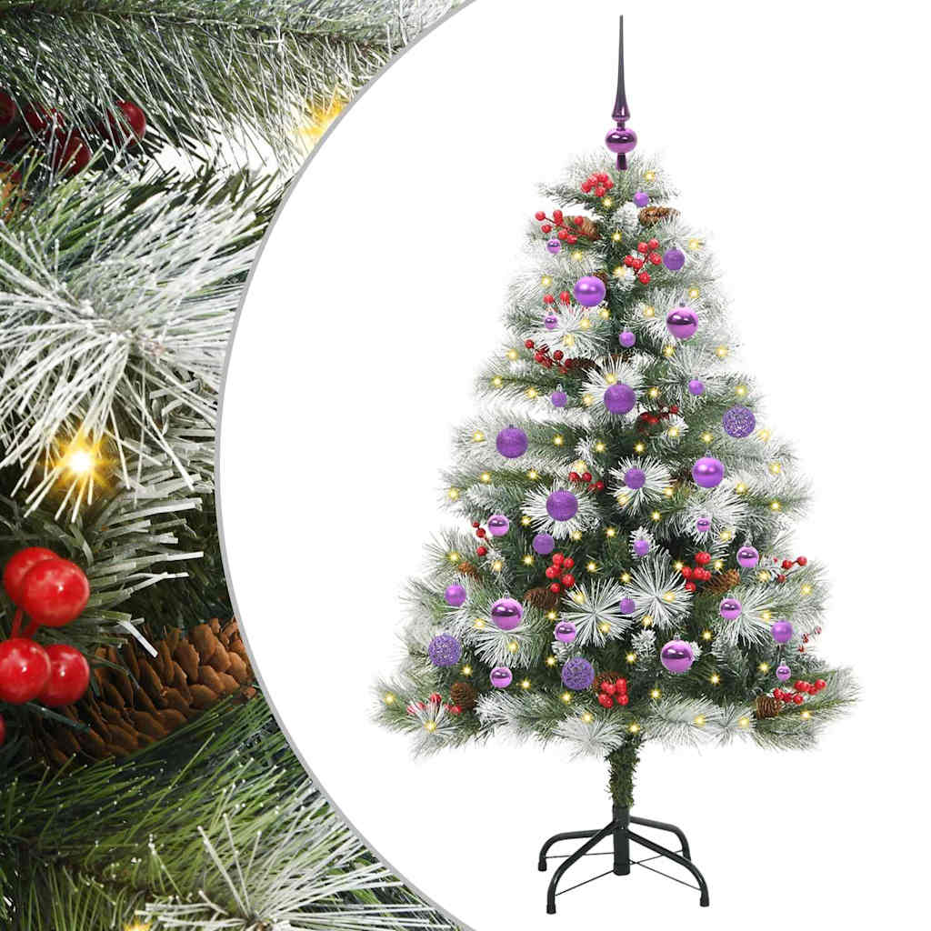 Mű karácsonyfa Zöld és fehér 150 cm PVC és Fém és Műanyag