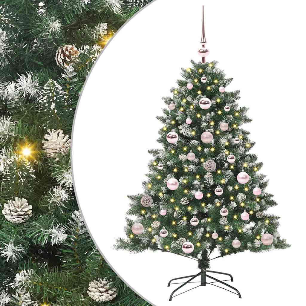 Mű karácsonyfa 150 LED-del Zöld 120 cm PVC és Műanyag és Acél