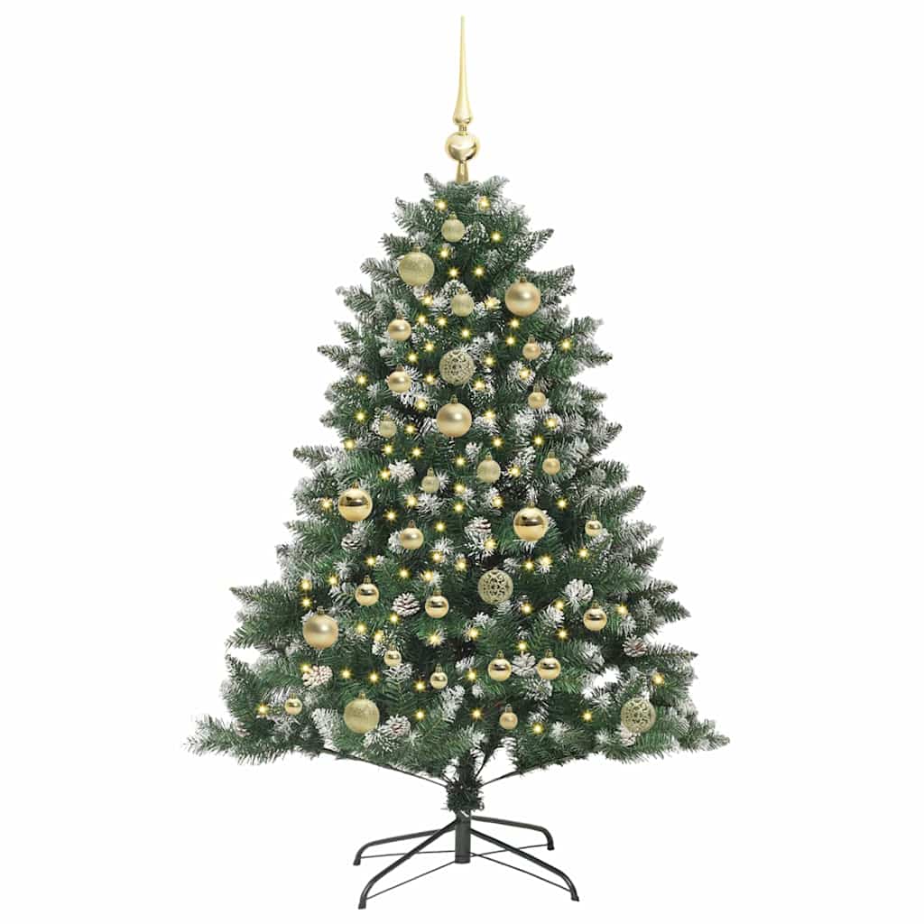 Mű karácsonyfa 150 LED-del Zöld 120 cm PVC és Műanyag és Acél