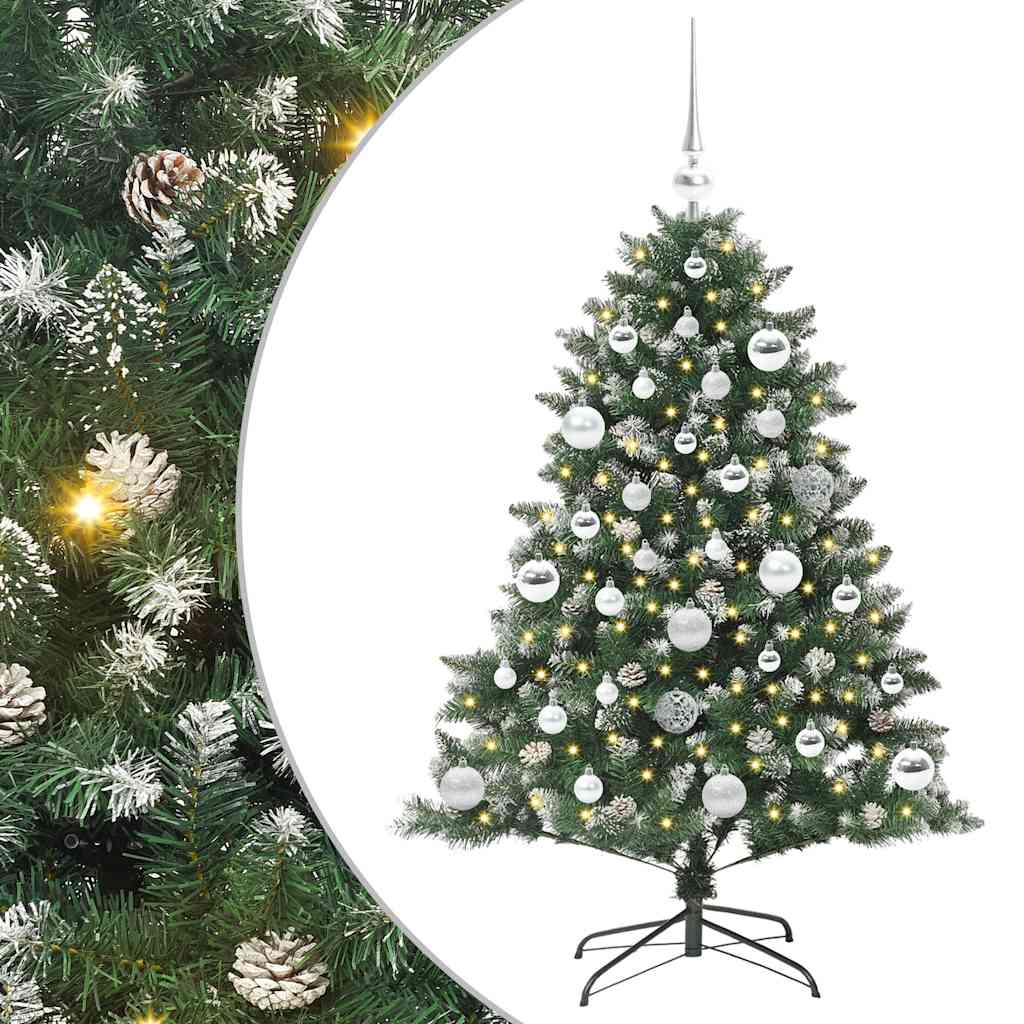 Mű karácsonyfa 150 LED-del Zöld 120 cm PVC és Műanyag és Acél