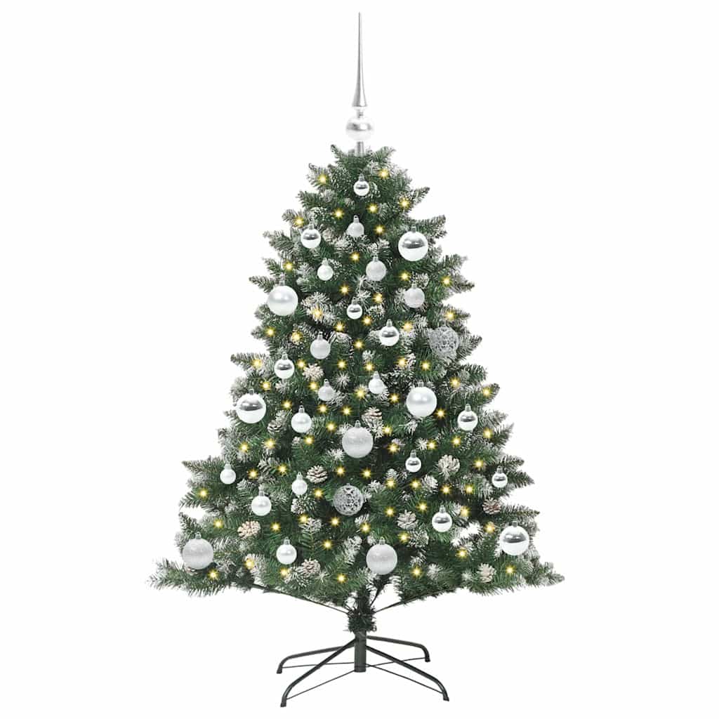 Mű karácsonyfa 150 LED-del Zöld 120 cm PVC és Műanyag és Acél