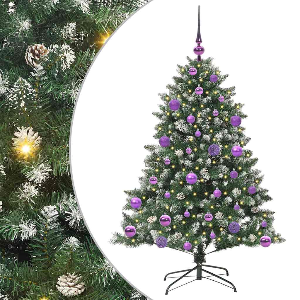 Mű karácsonyfa 150 LED-del Zöld 120 cm PVC és Műanyag és Acél