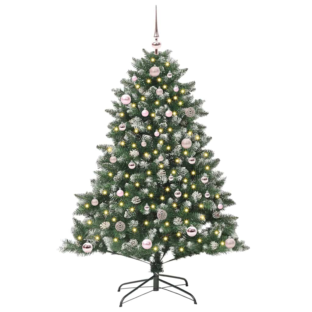 Mű karácsonyfa 150 LED-del Zöld 150 cm PVC és Műanyag és Acél