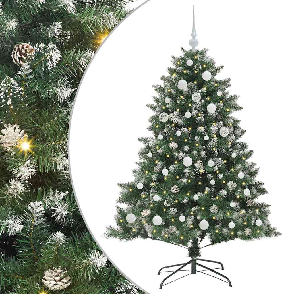 Mű karácsonyfa 150 LED-del Zöld 150 cm PVC és Műanyag és Acél