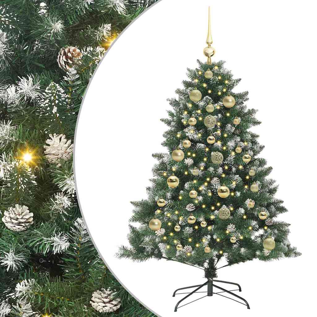 Mű karácsonyfa 150 LED-del Zöld 150 cm PVC és Műanyag és Acél