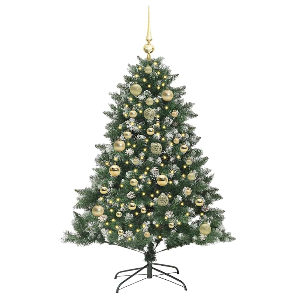 Mű karácsonyfa 150 LED-del Zöld 150 cm PVC és Műanyag és Acél