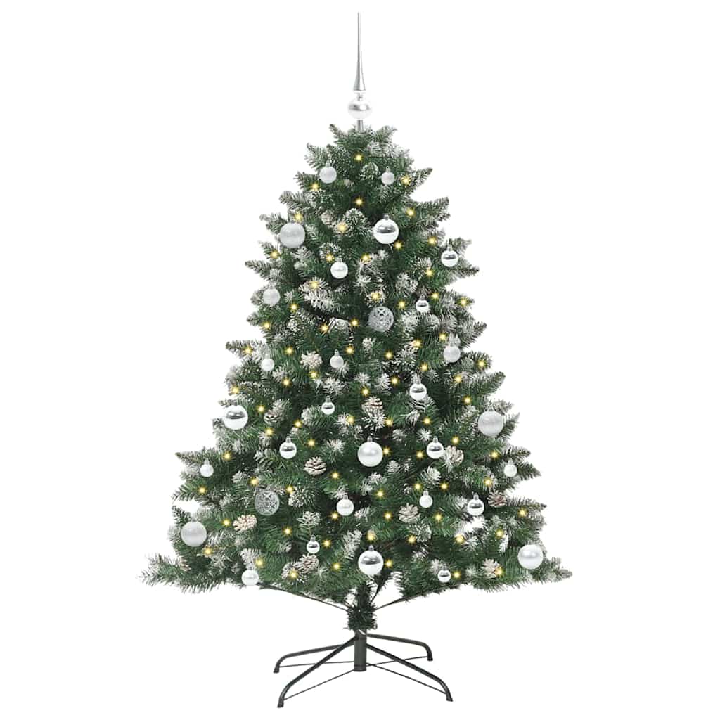 Mű karácsonyfa 150 LED-del Zöld 150 cm PVC és Műanyag és Acél