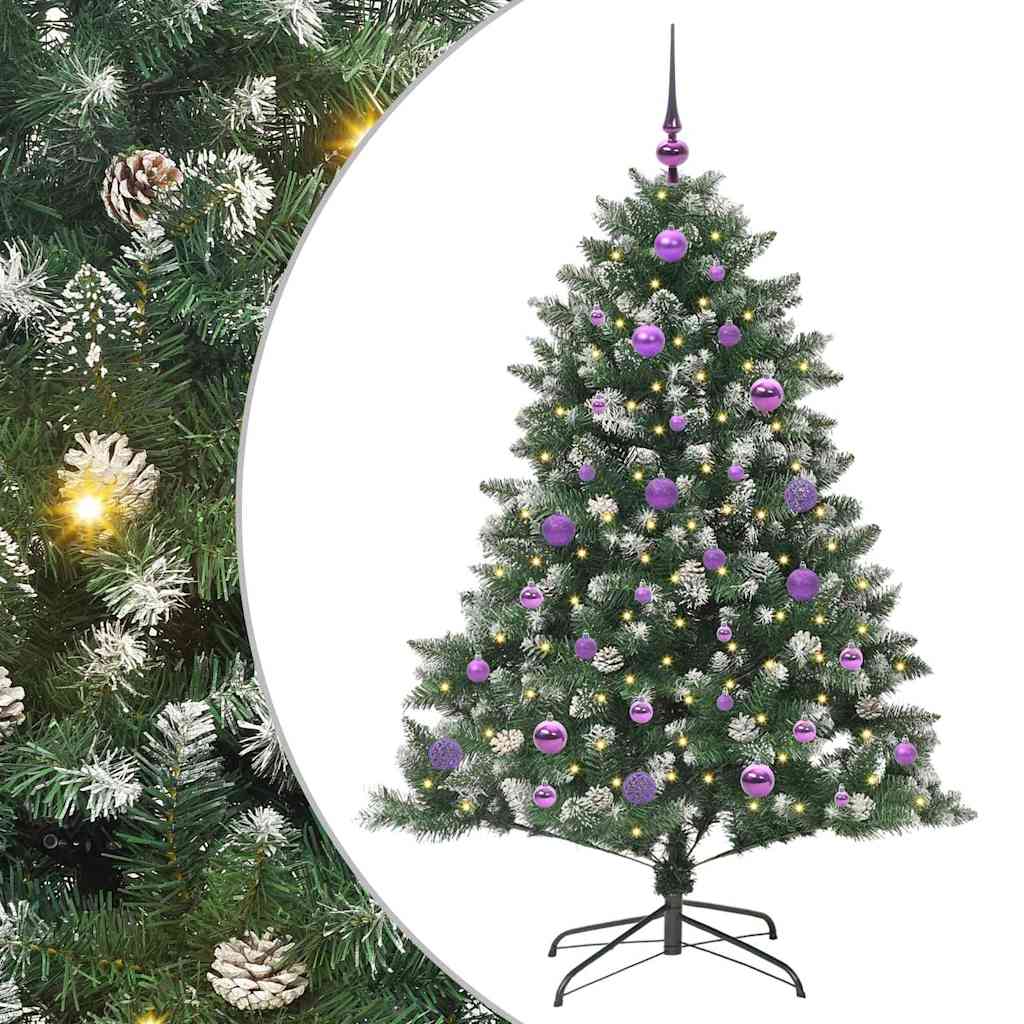 Mű karácsonyfa 150 LED-del Zöld 150 cm PVC és Műanyag és Acél