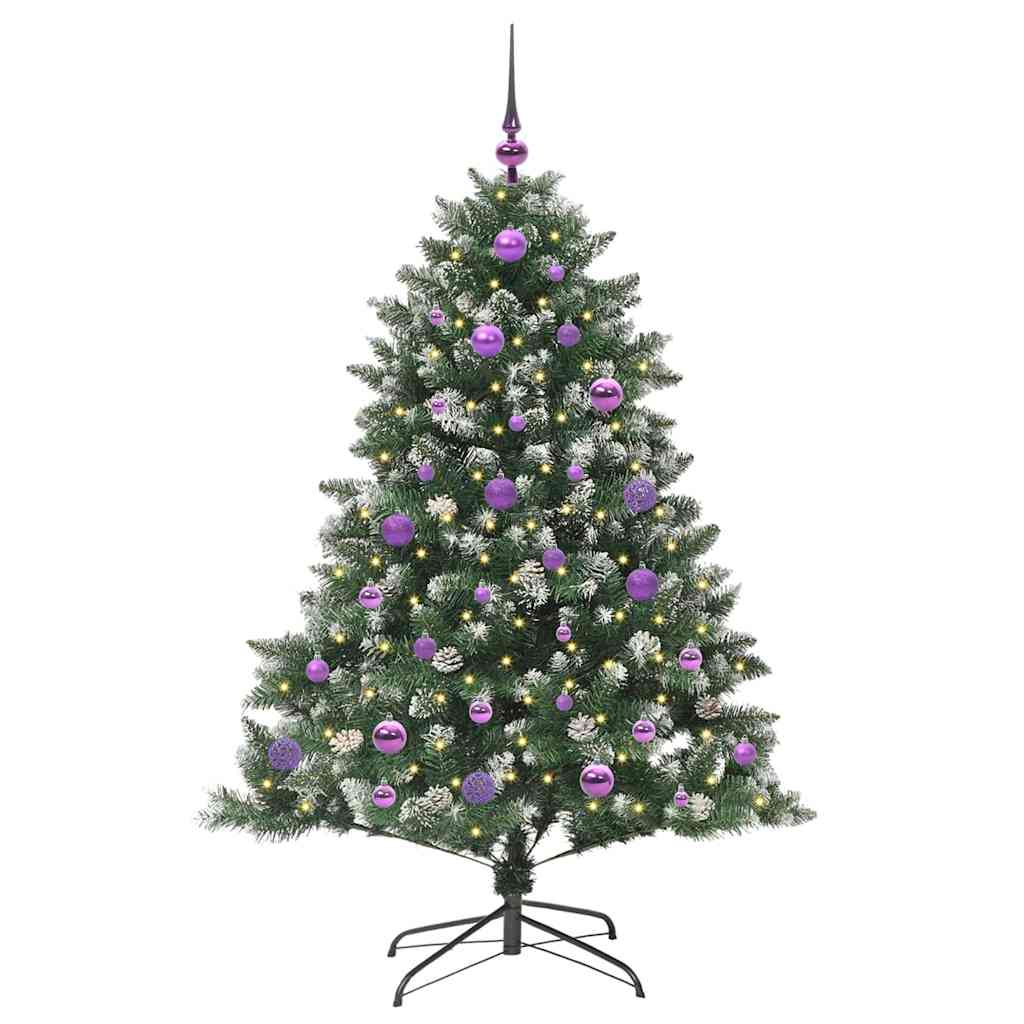 Mű karácsonyfa 150 LED-del Zöld 150 cm PVC és Műanyag és Acél