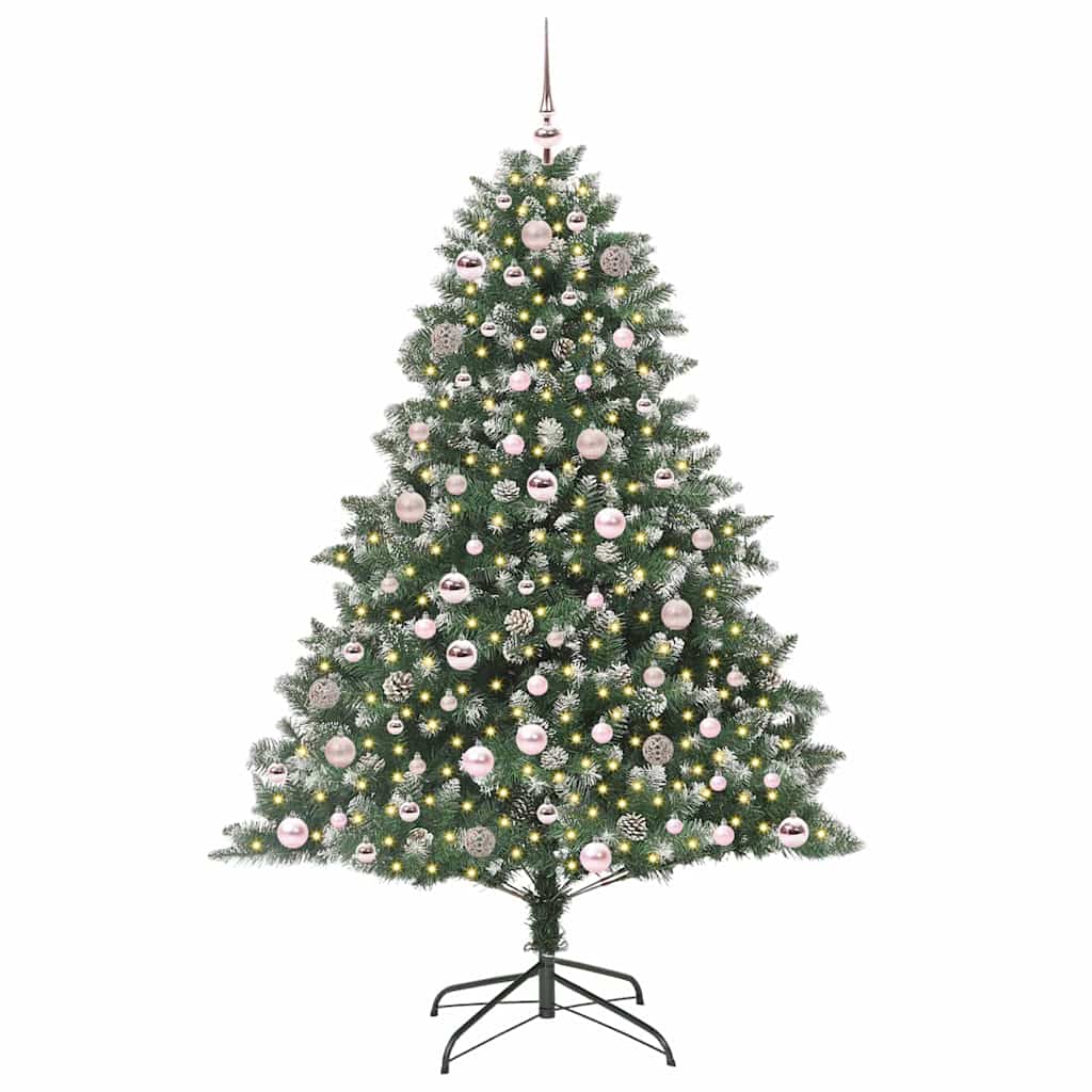 Mű karácsonyfa 300 LED-del Zöld 180 cm PVC és Műanyag és Acél