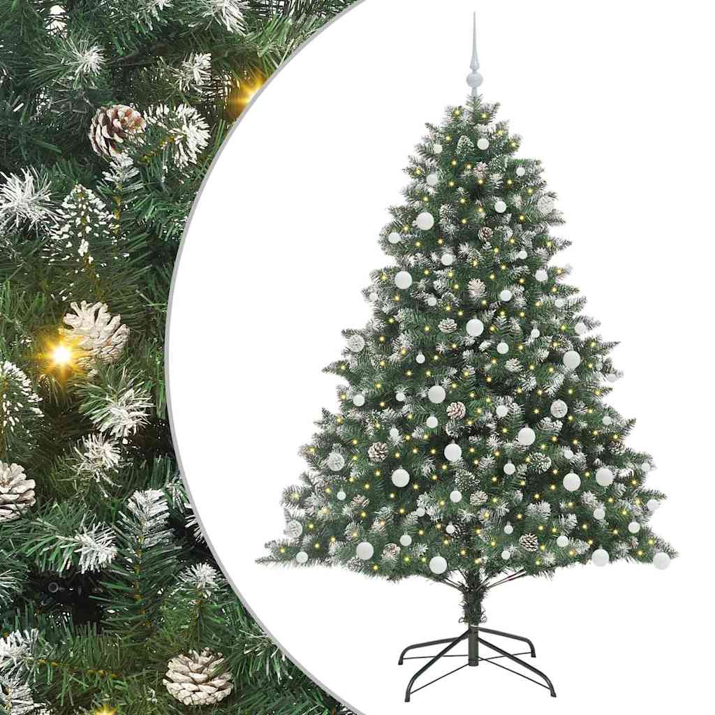 Mű karácsonyfa 300 LED-del Zöld 180 cm PVC és Műanyag és Acél