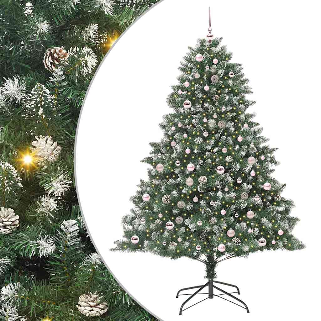 Mű karácsonyfa 300 LED-del Zöld 210 cm PVC és Műanyag és Acél