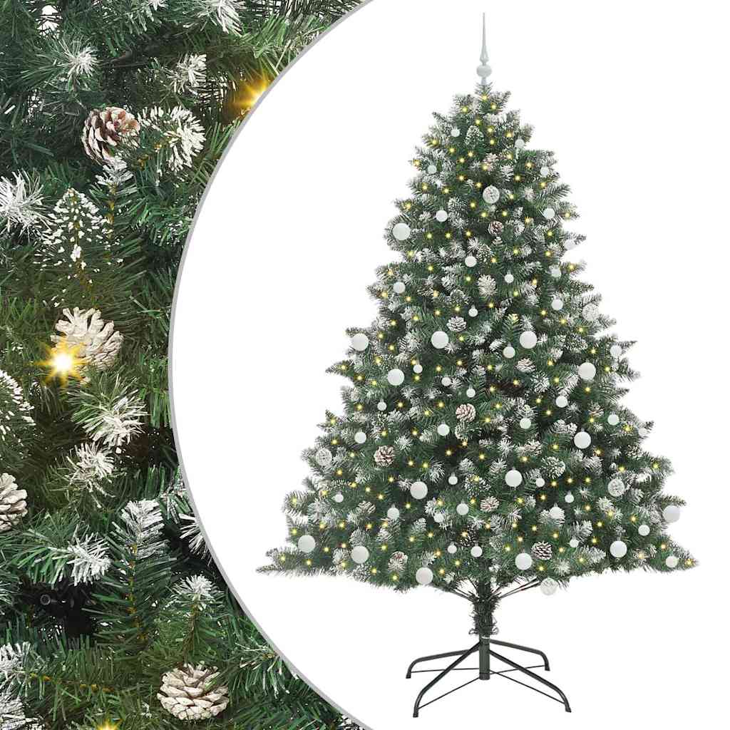Mű karácsonyfa 300 LED-del Zöld 210 cm PVC és Műanyag és Acél