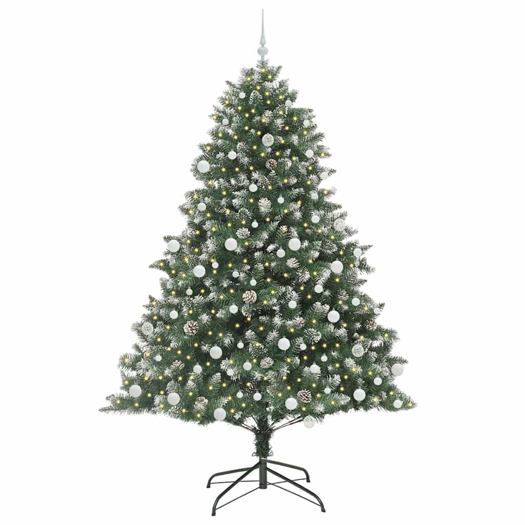 Mű karácsonyfa 300 LED-del Zöld 210 cm PVC és Műanyag és Acél