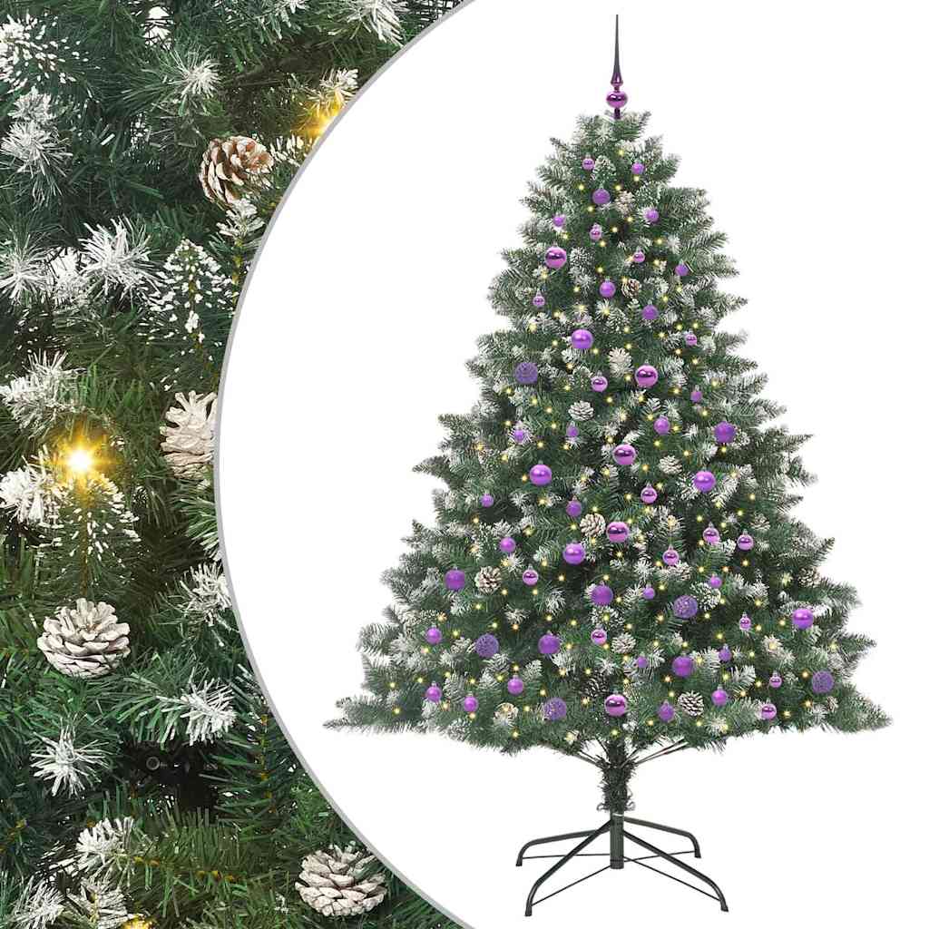 Mű karácsonyfa 300 LED-del Zöld 210 cm PVC és Műanyag és Acél
