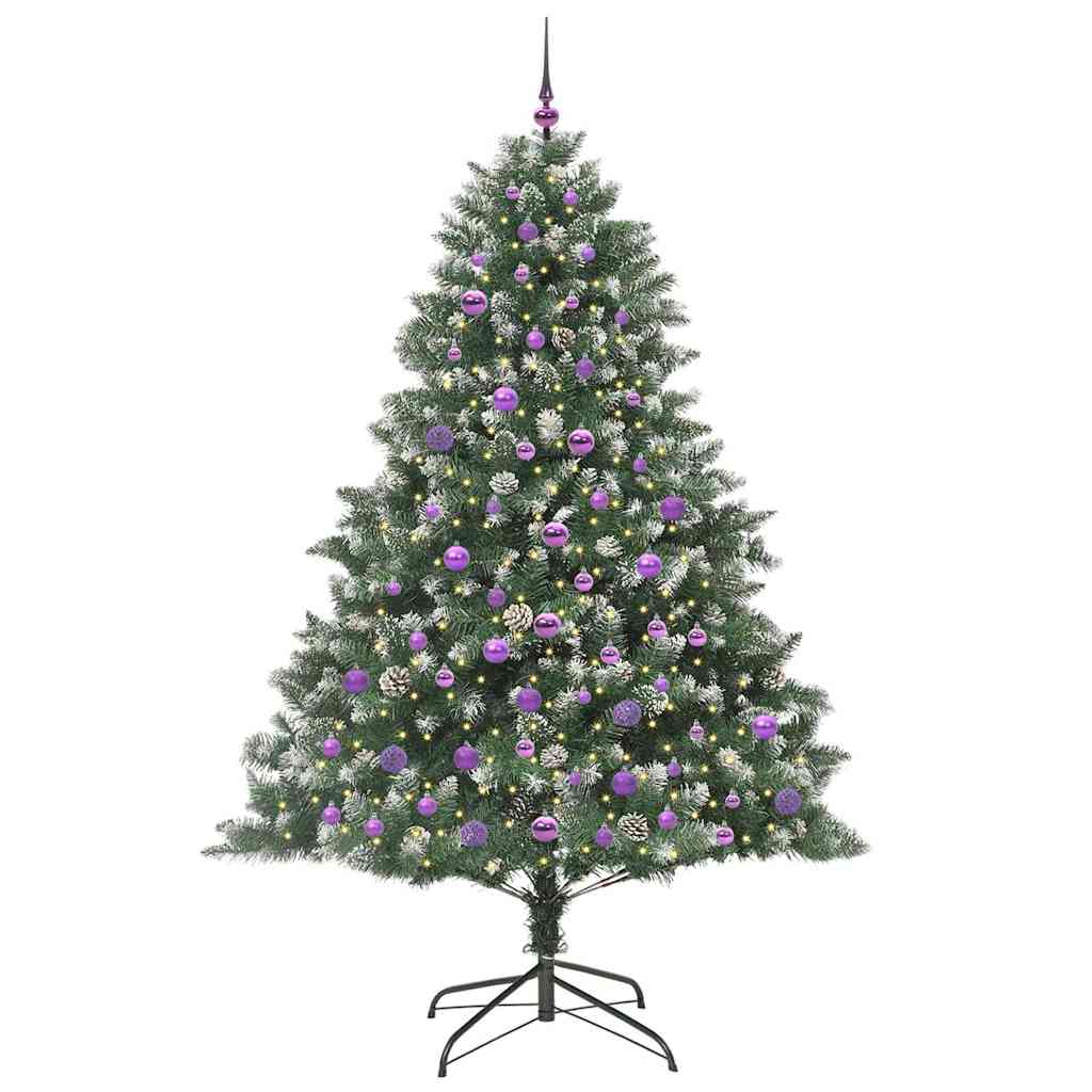 Mű karácsonyfa 300 LED-del Zöld 210 cm PVC és Műanyag és Acél