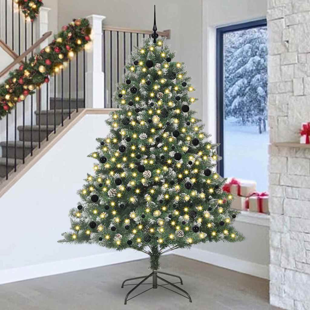 Mű karácsonyfa 300 LED-del Zöld 240 cm PVC és Műanyag és Acél