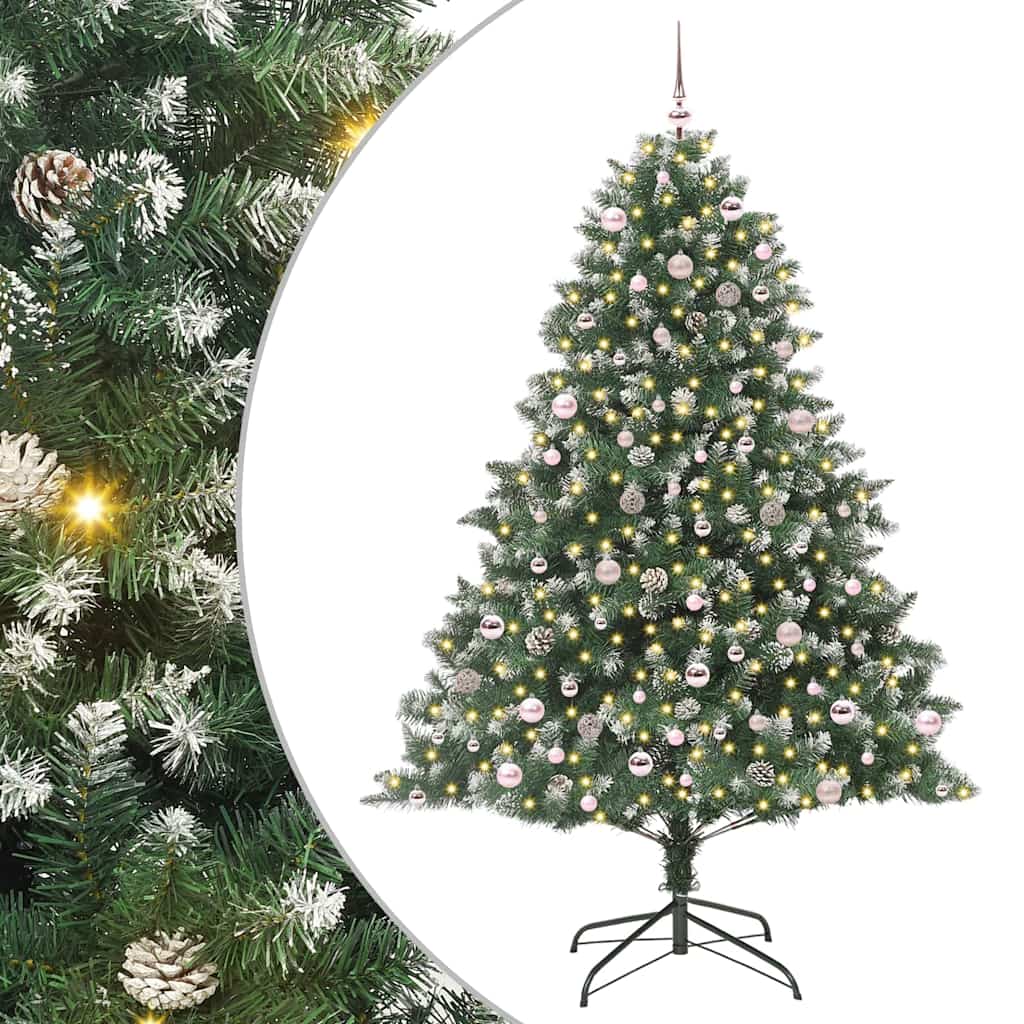 Mű karácsonyfa 300 LED-del Zöld 240 cm PVC és Műanyag és Acél