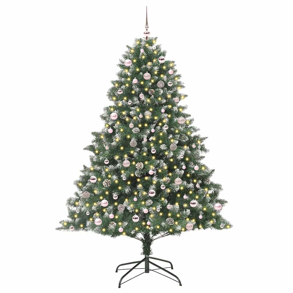 Mű karácsonyfa 300 LED-del Zöld 240 cm PVC és Műanyag és Acél