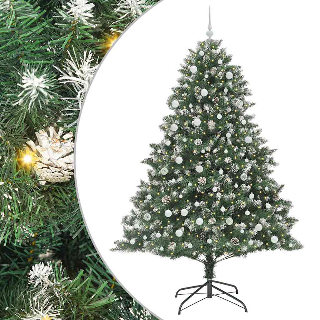 Mű karácsonyfa 300 LED-del Zöld 240 cm PVC és Műanyag és Acél