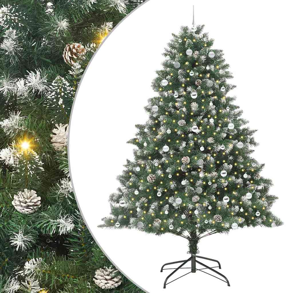 Mű karácsonyfa 300 LED-del Zöld 240 cm PVC és Műanyag és Acél