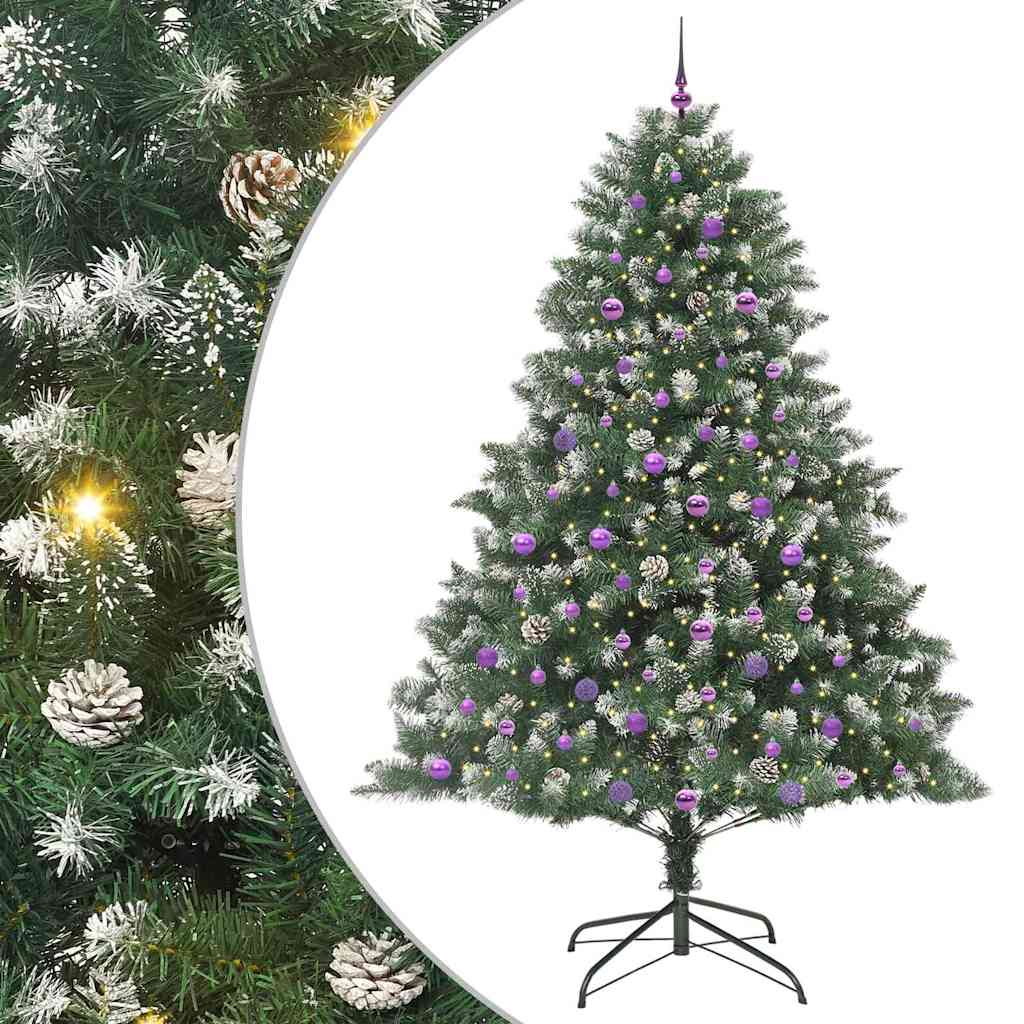 Mű karácsonyfa 300 LED-del Zöld 240 cm PVC és Műanyag és Acél